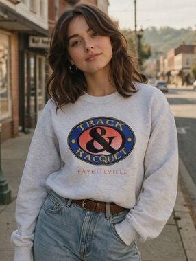 Vintage Lee Heavyweight Track & Racquet Gray Sweatshirt Made in USA